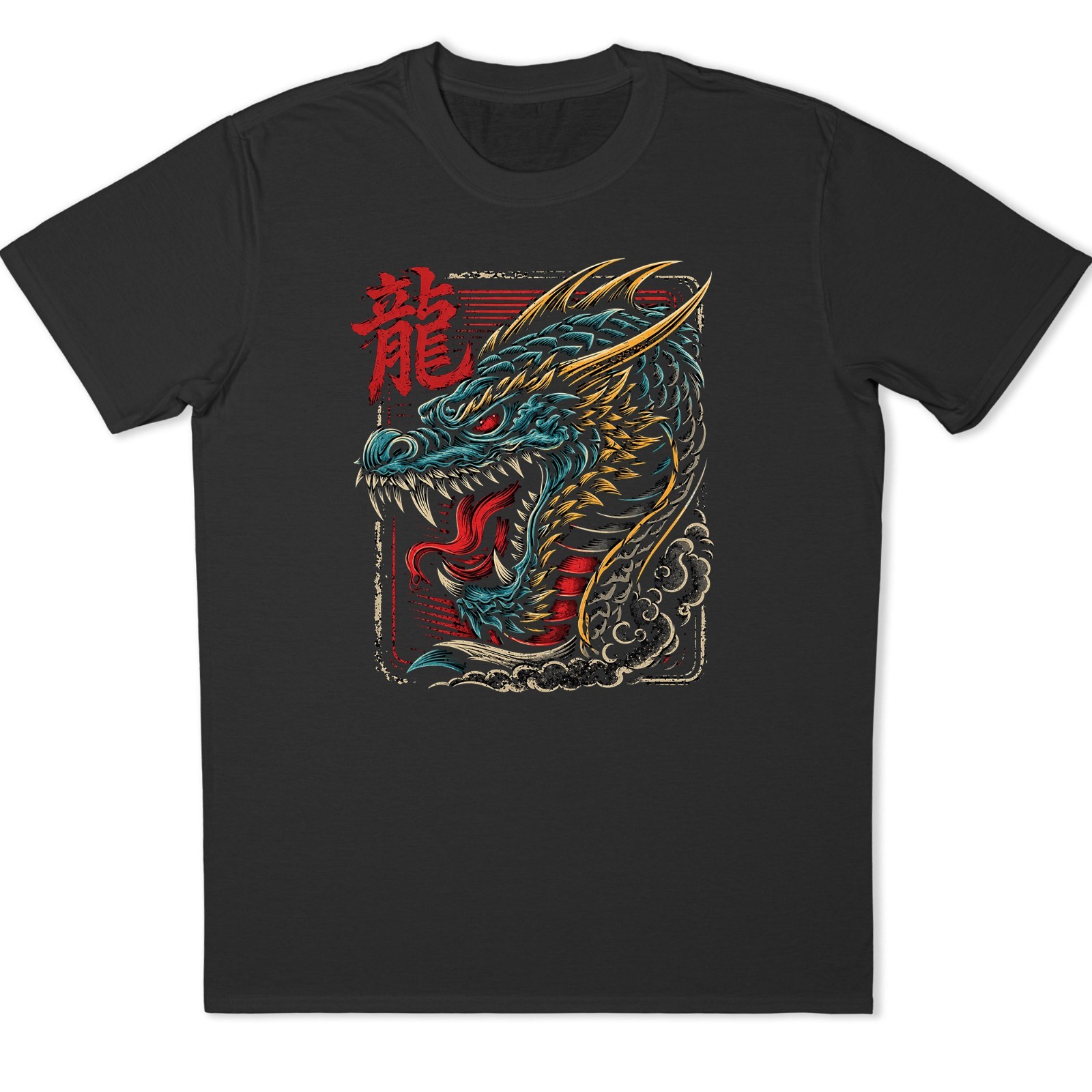 Japanese Dragon T Shirt Oriental Art Tattoo Streetwear Anime Mens Graphic Tee gallery
