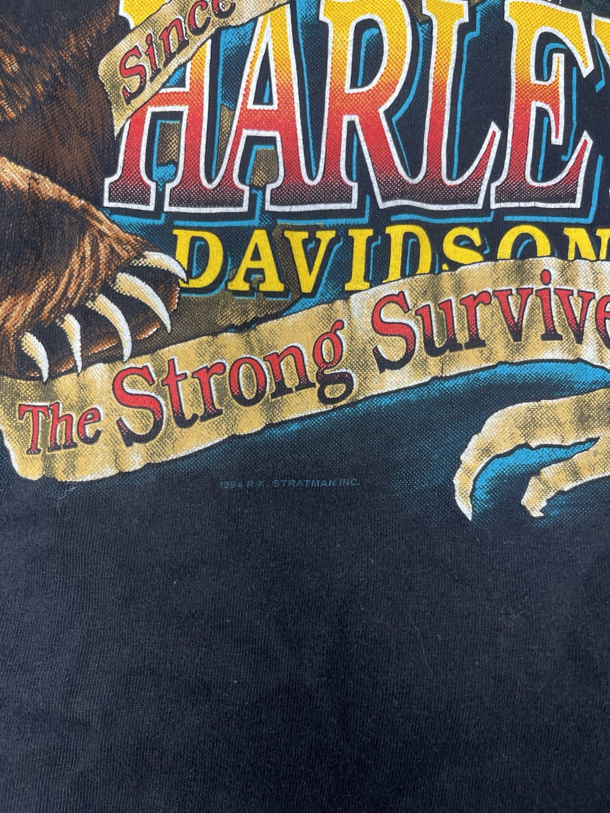 Vintage 1998 Harley Davidson Florida The Strong Survive Bear Biker T Shirt L/XL gallery