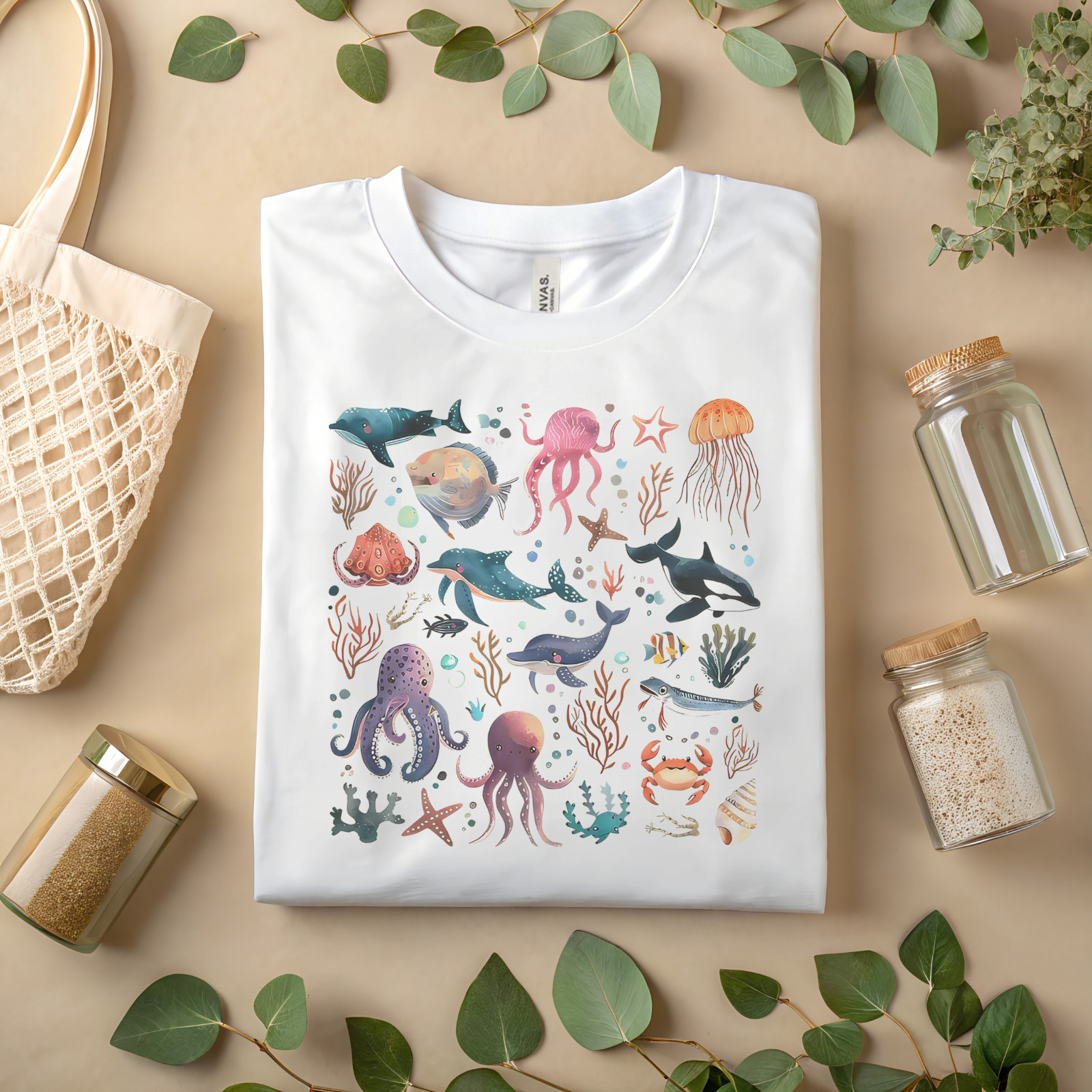 Ocean Animals Graphic T-Shirt Sea Life Illustration Tee Marine Creatures A63 gallery