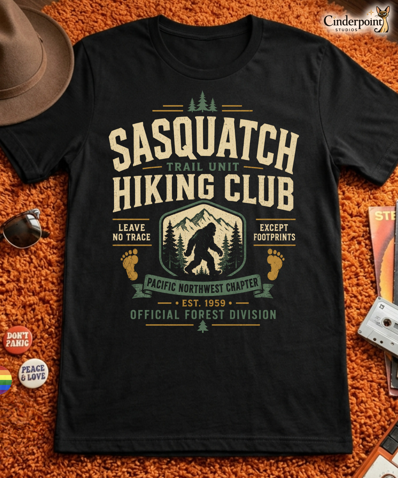 Sasquatch Hiking Club Shirt Bigfoot Cryptid Trail Pacific Northwest Tee XS-5XL gallery
