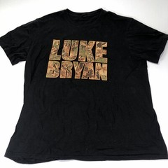 Luke Bryan Real Tree style Camo Logo Double Sided XL Black Shirt Country Tee