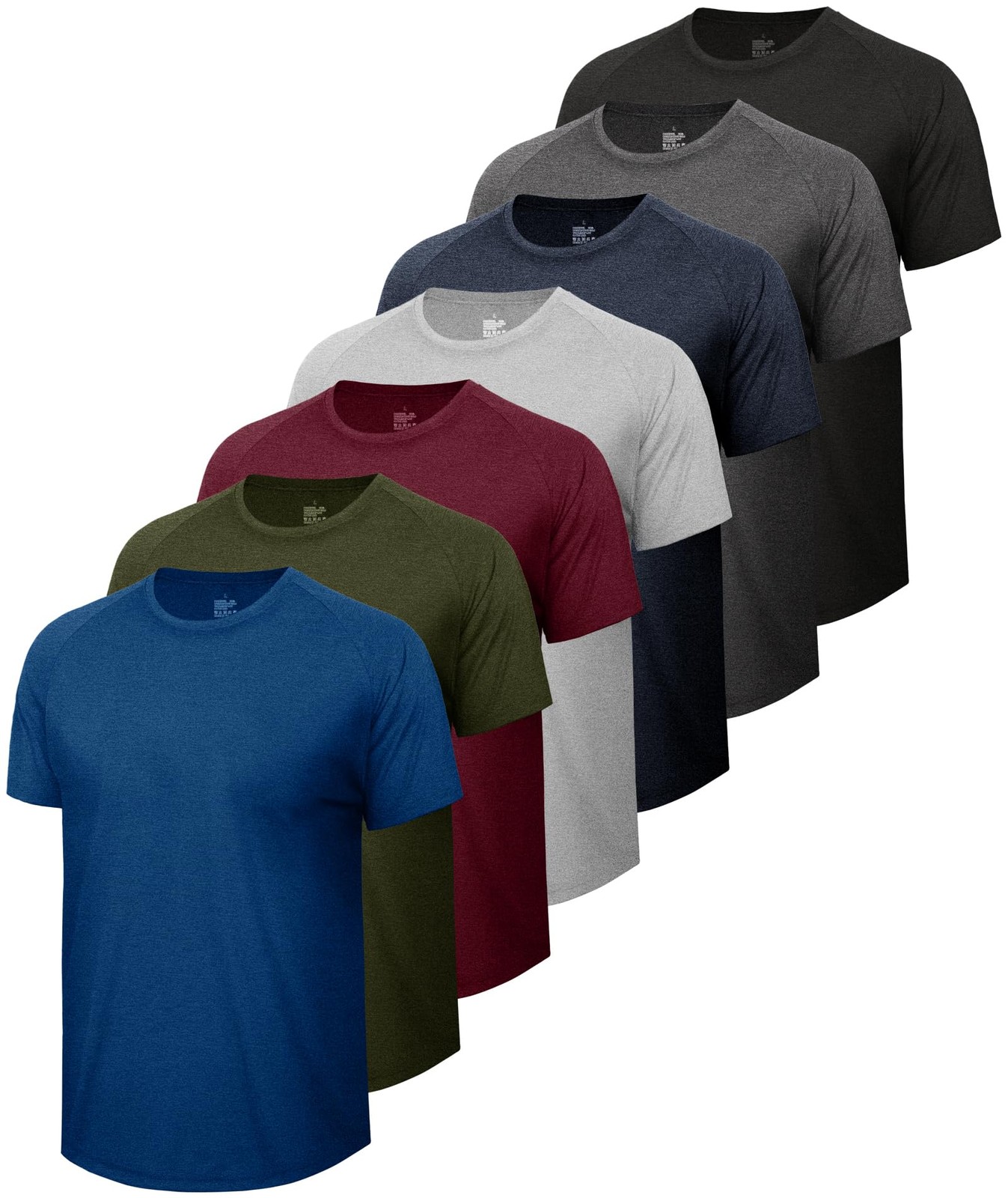 BOOJO 7 Pack Workout Shirts for Men – Quick Dry Moisture Wicking T-Shirts Sho…