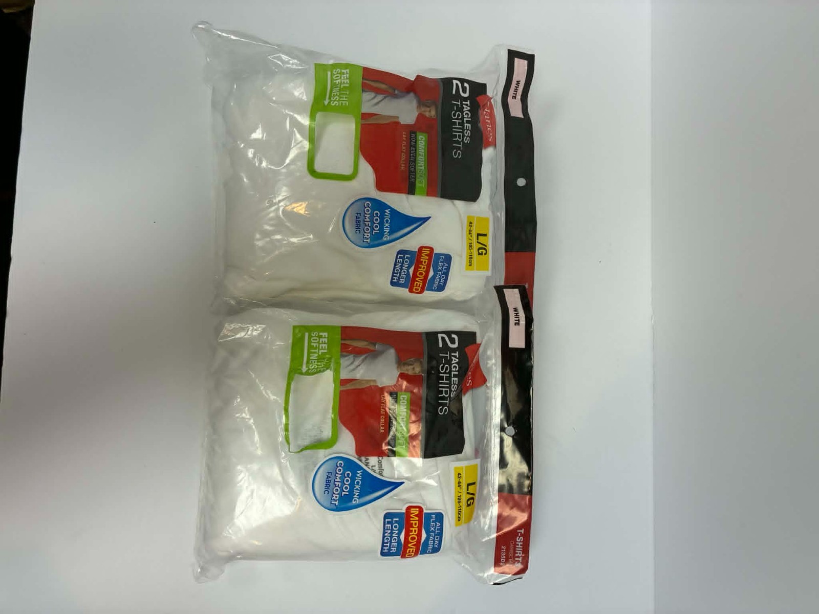 Hanes Tagless T-Shirts 4 White Size L ComfortSoft Crew Neck Undershirts Mens gallery
