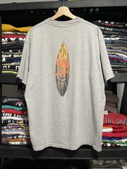 GRAIL Oakley Software Vintage Grey T Shirt Size X Large Flaming Surfboard Skull