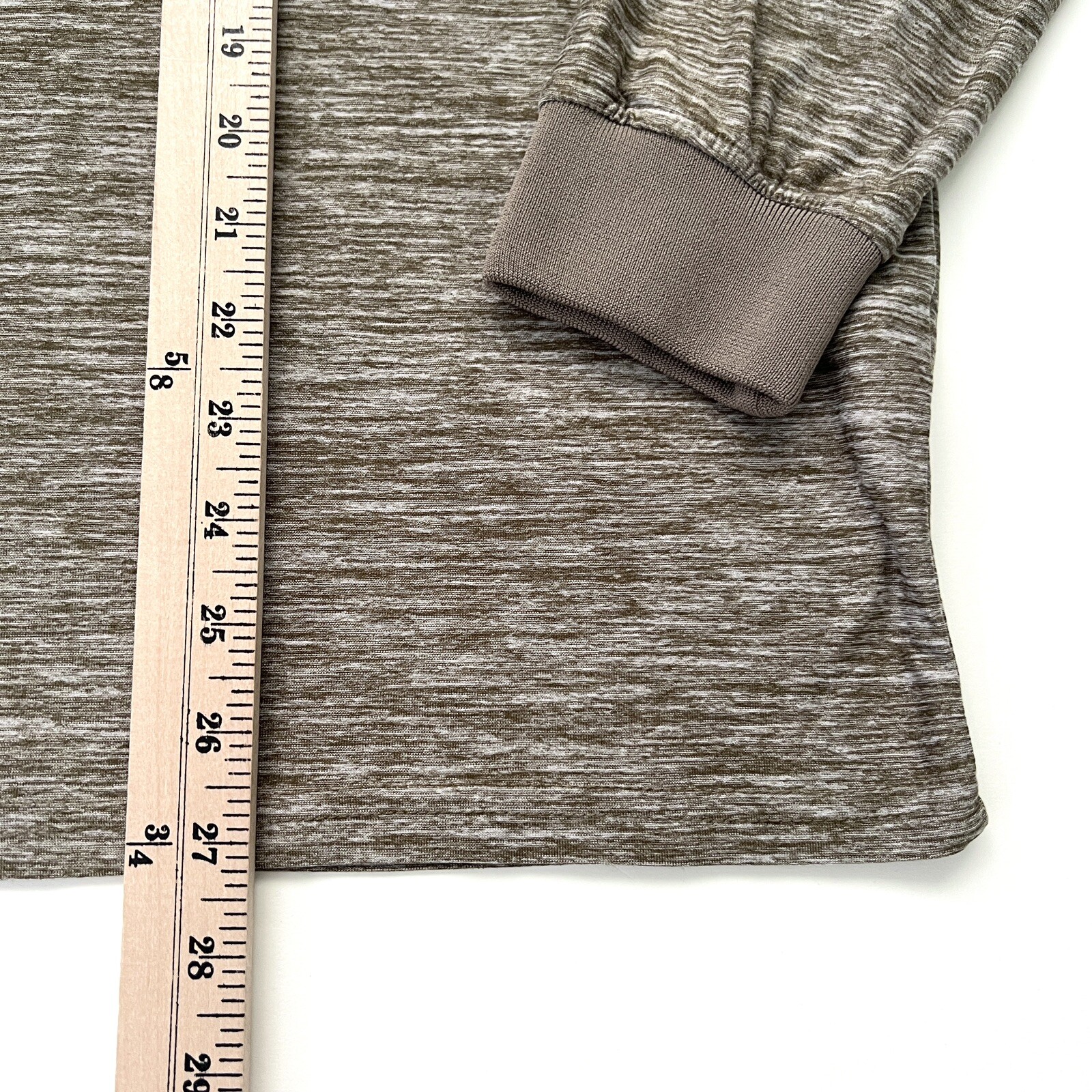 Raw Yarn Industries Size M Heathered Long Sleeved Top Olive Green Crew Neck gallery