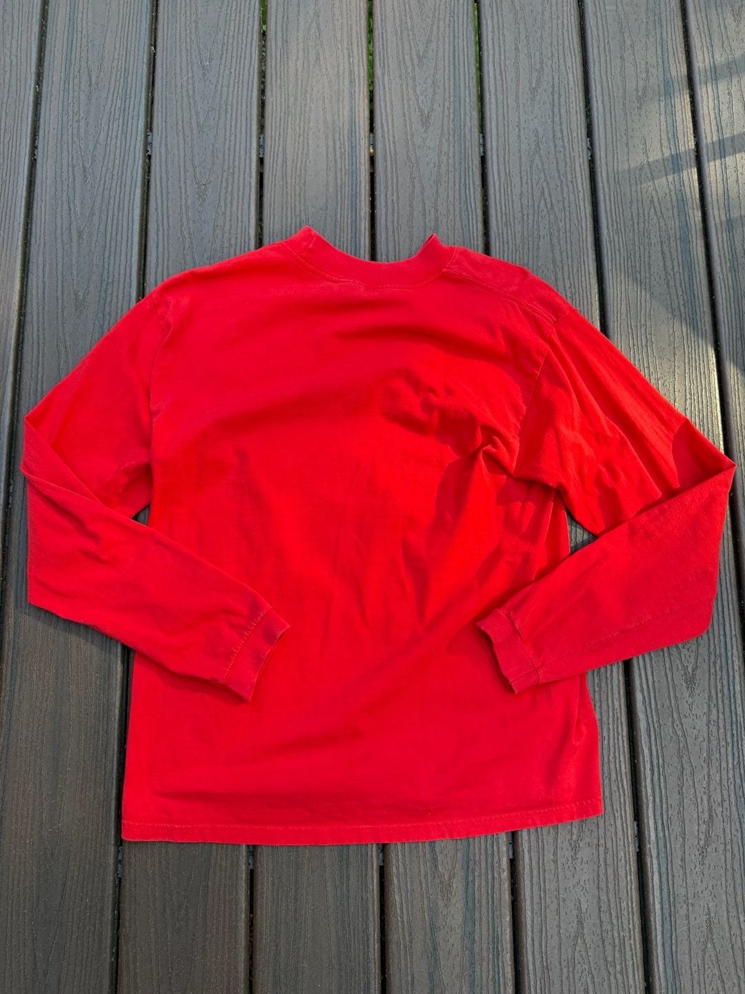 Gildan Ultra Cotton Red Long Sleeve T-Shirt with Eagle Neck Embroidery gallery