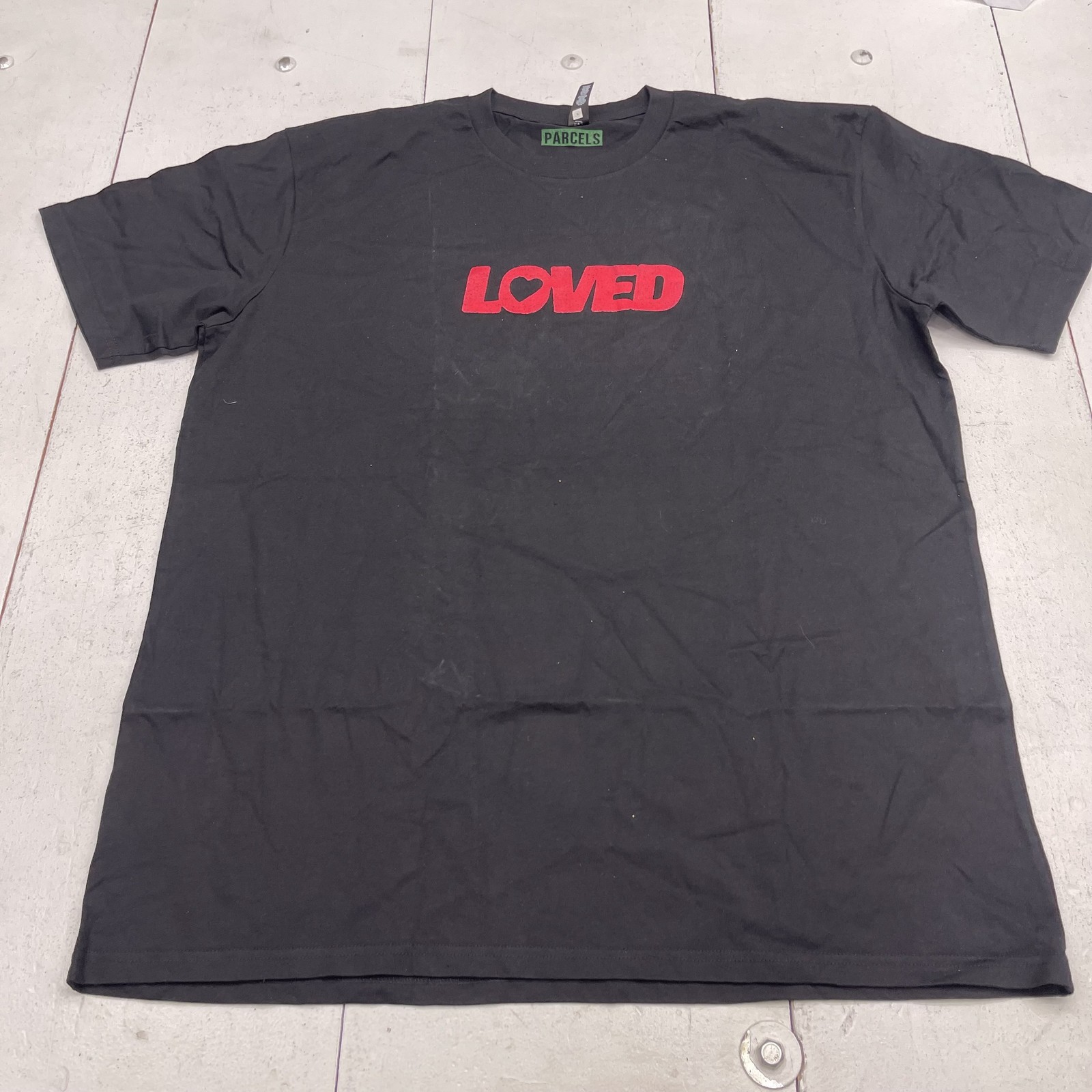 AS Colour Loved Shirt Mens 2XL Black Parcels Logo Graphic Tee Cotton Heart gallery