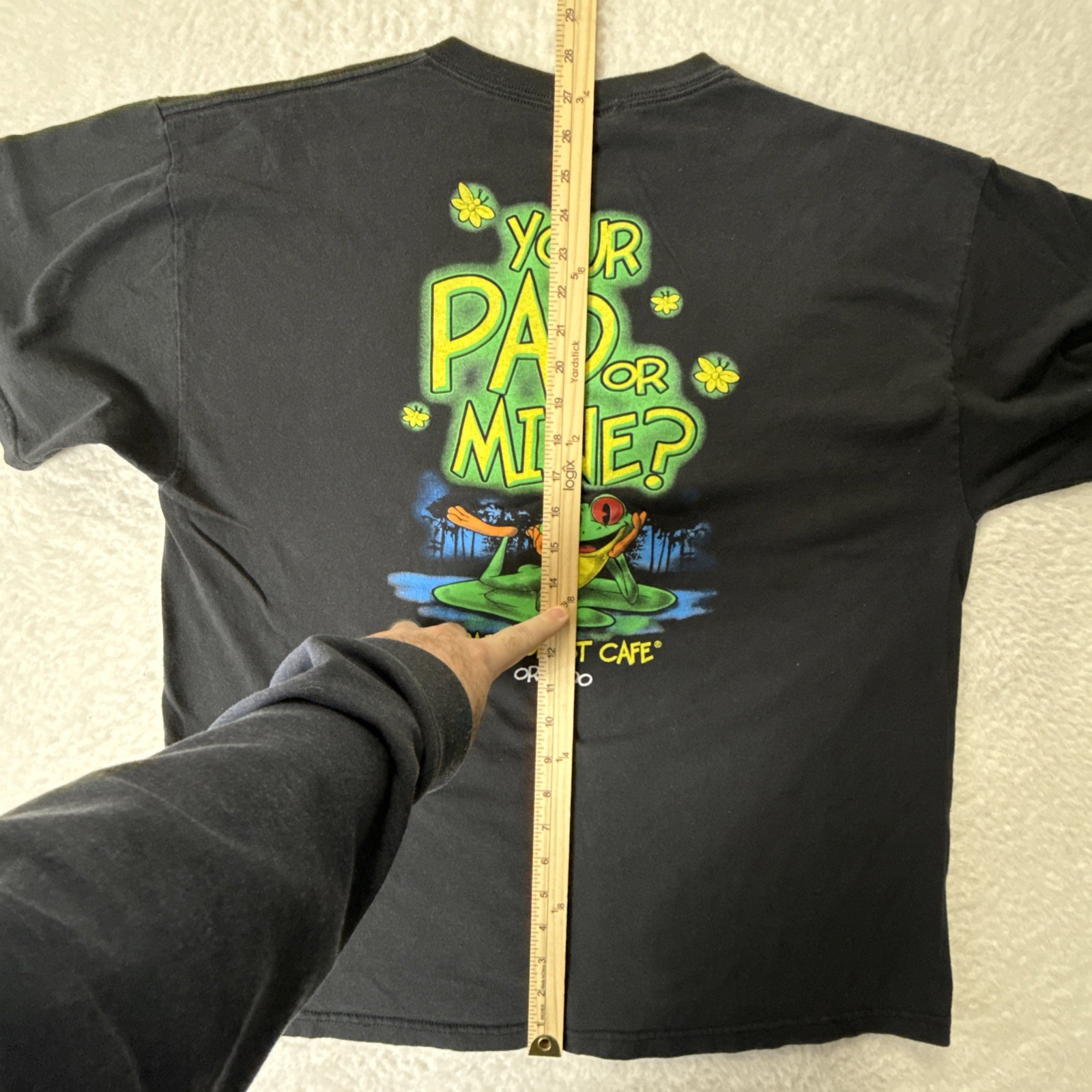 Rainforest Cafe Orlando T Shirt Black Your Pad Or Mine Frog XL Vintage 90's gallery