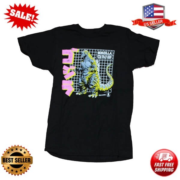 Godzilla Adult New T-Shirt - Godzilla Grid & Pink Kanji gallery