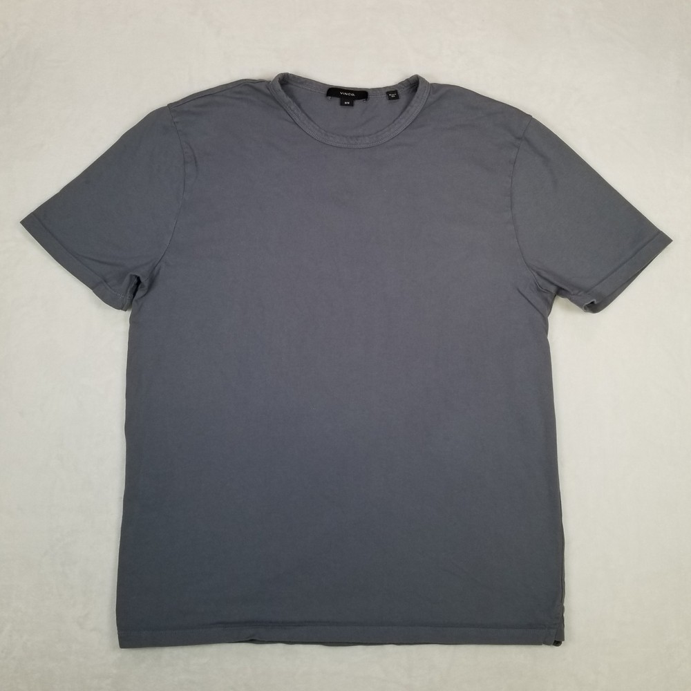 Vince Men’s Crew Neck Solid Short Sleeve Tee Size Medium Gray USA Made Classic