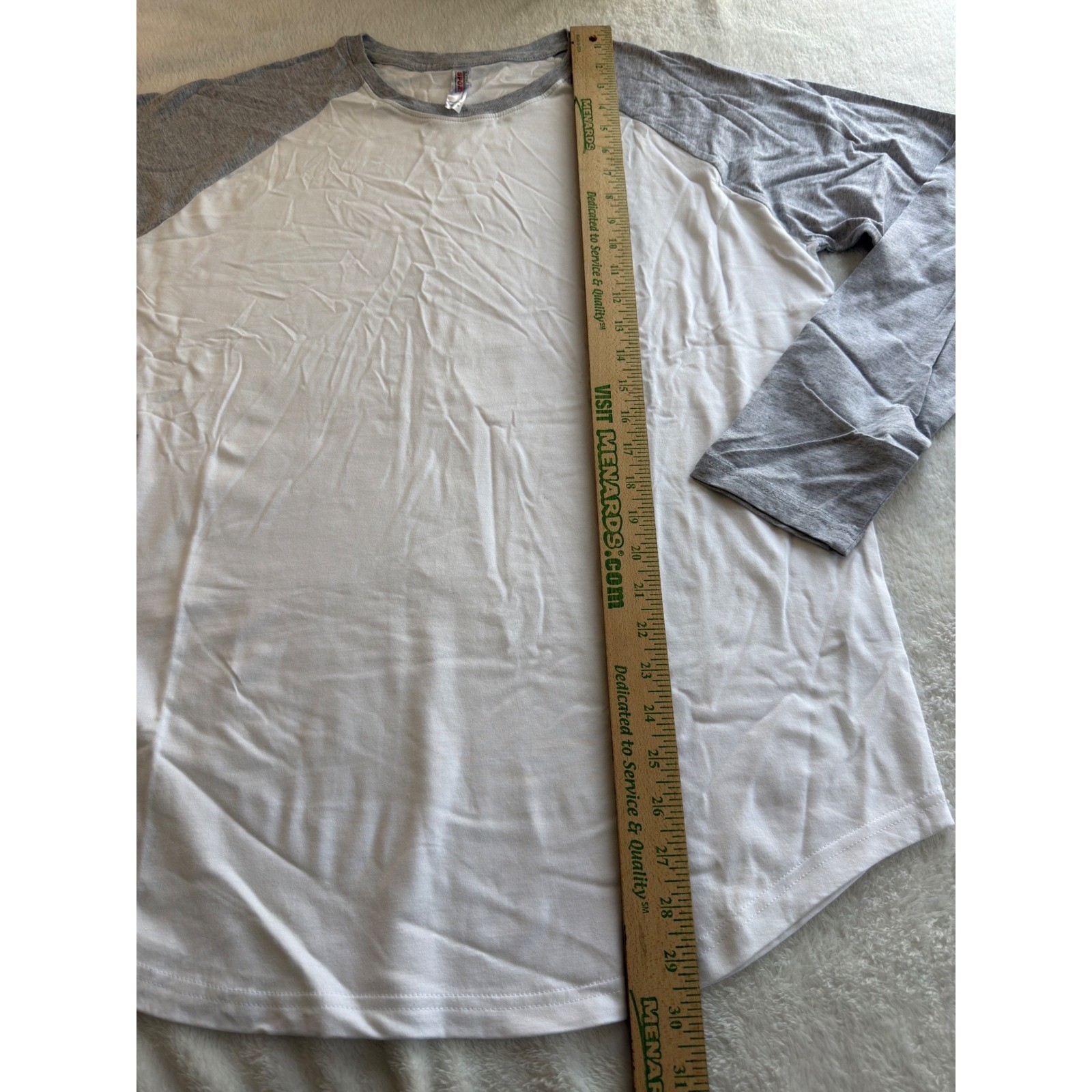 Royal Avalon Sport Mens XL Baseball White Gray Raglan Long Sleeve Cotton Shirt gallery