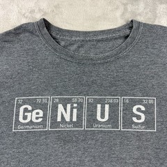 Tee Luv GeNiUS Periodic Table Science Nerd Graphic T Shirt Gray Large