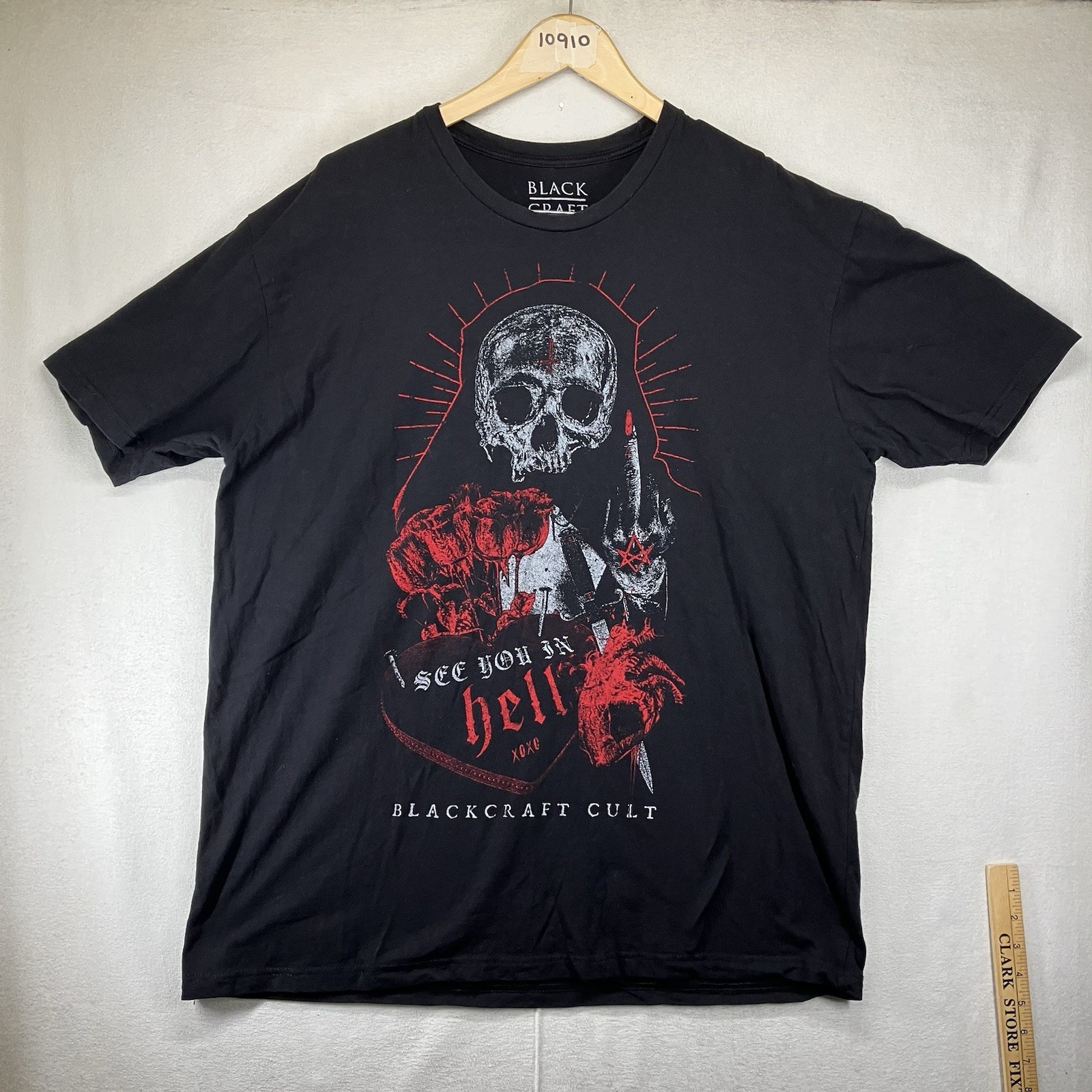 Black Craft Cult T Shirt Mens 2XL SEE YOU IN HELL Middle Finger Hugs & Kisses