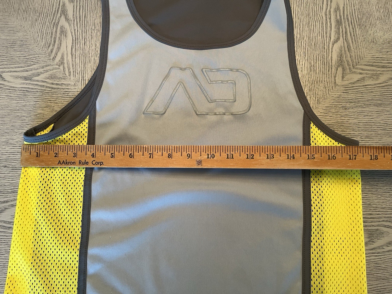 Addicted Dark & Light Gray & Yellow Mesh Tank Top Sz. M/ 32 See Thru on Sides gallery