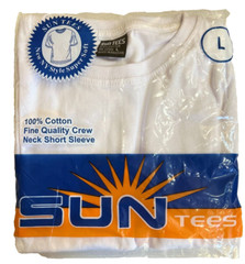 SunTees Men’s Plain 100% Cotton White Crew T-Shirt Heavy Short Sleeves T Shirts