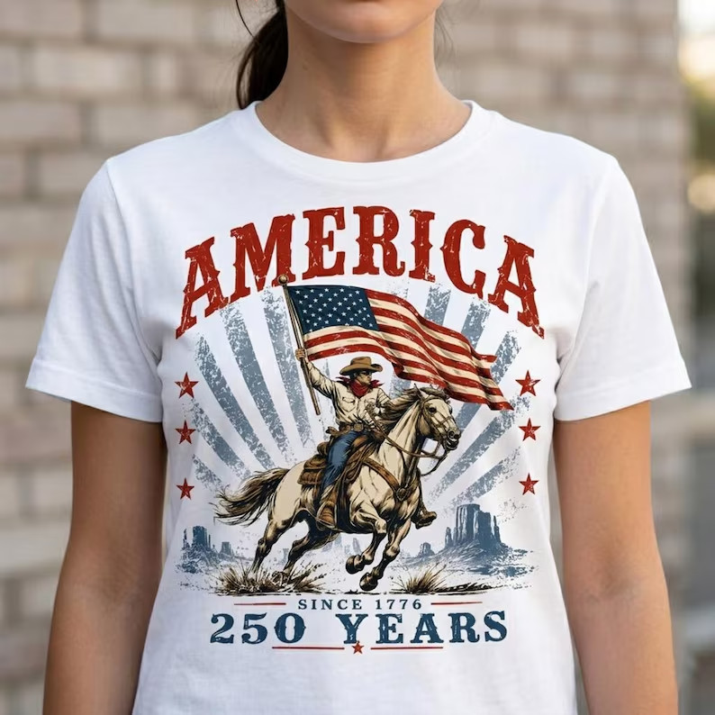 250 Years Shirt, Vintage Patriotic Cowboy Tee, Retro Western Since 1776 Shirt