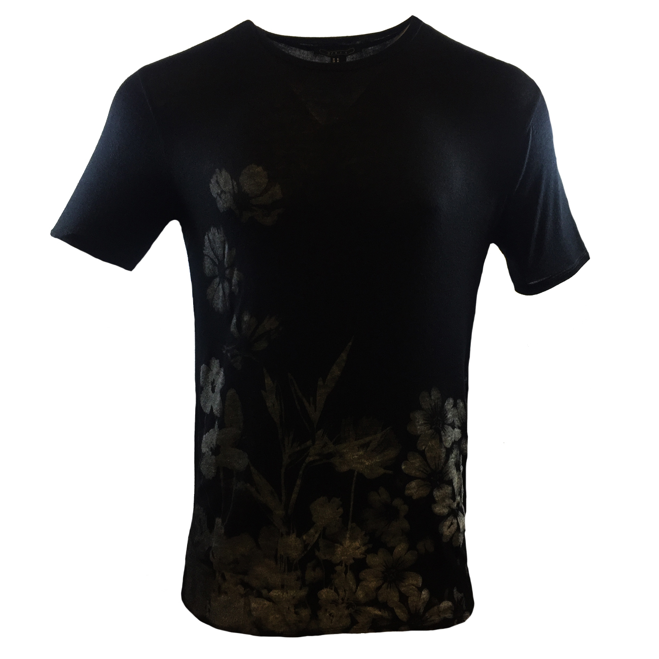 FOREVER 21 Men's T-shirt - Sheer -Black -Flower -Fashion - SUMMER SALE gallery