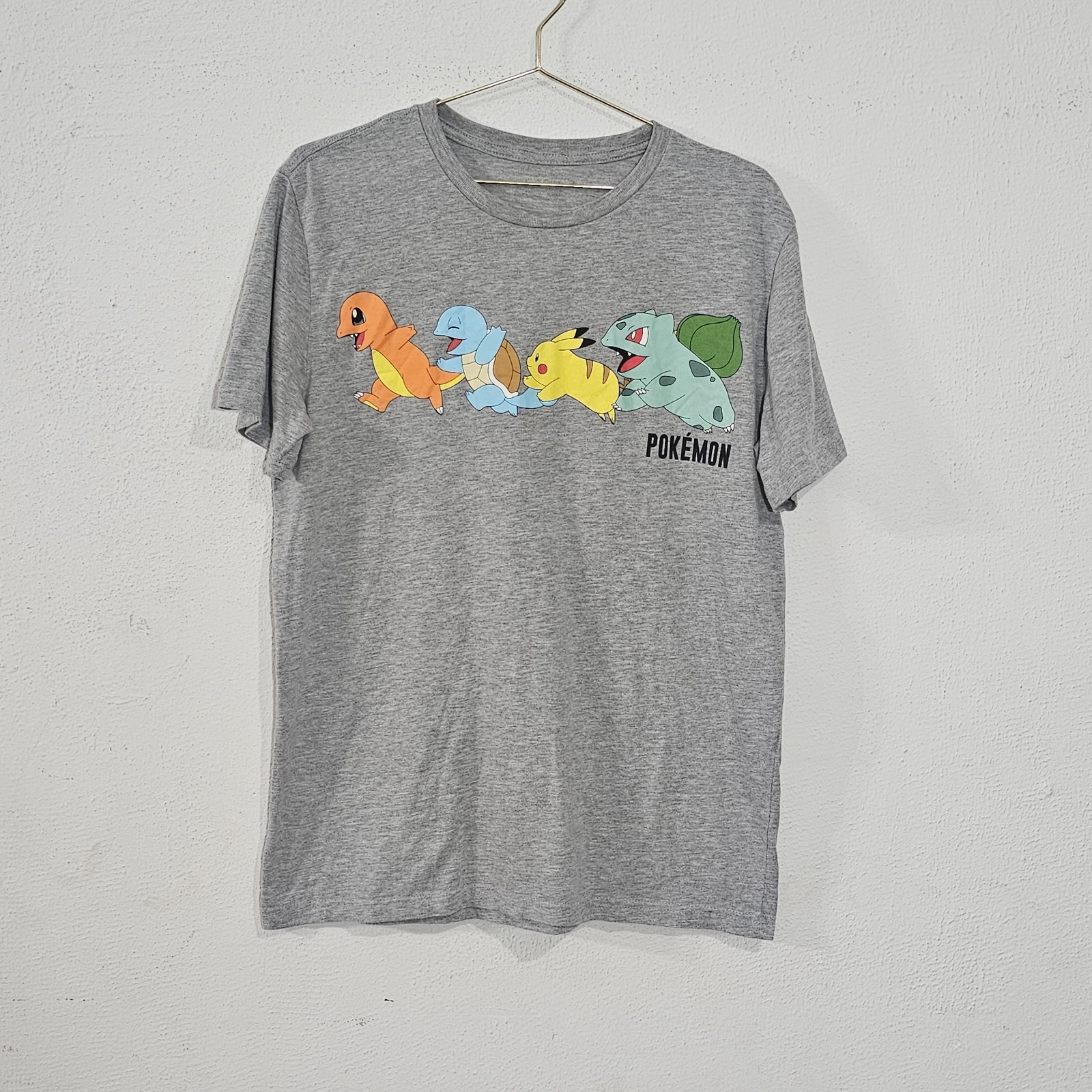 Pokémon T-Shirt Adults L Gray Graphic Pikachu Charmander Print See Measurements gallery