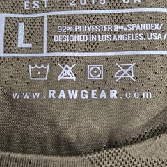 RAWGEAR Men Shirt LARGE Olive Camouflage Activewear Gorpcore Logo Short Sleeve