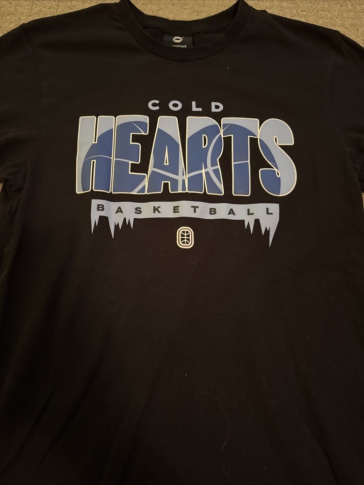 Overtime Black Cold Hearts Men’s Small T-Shirt Short Sleeve