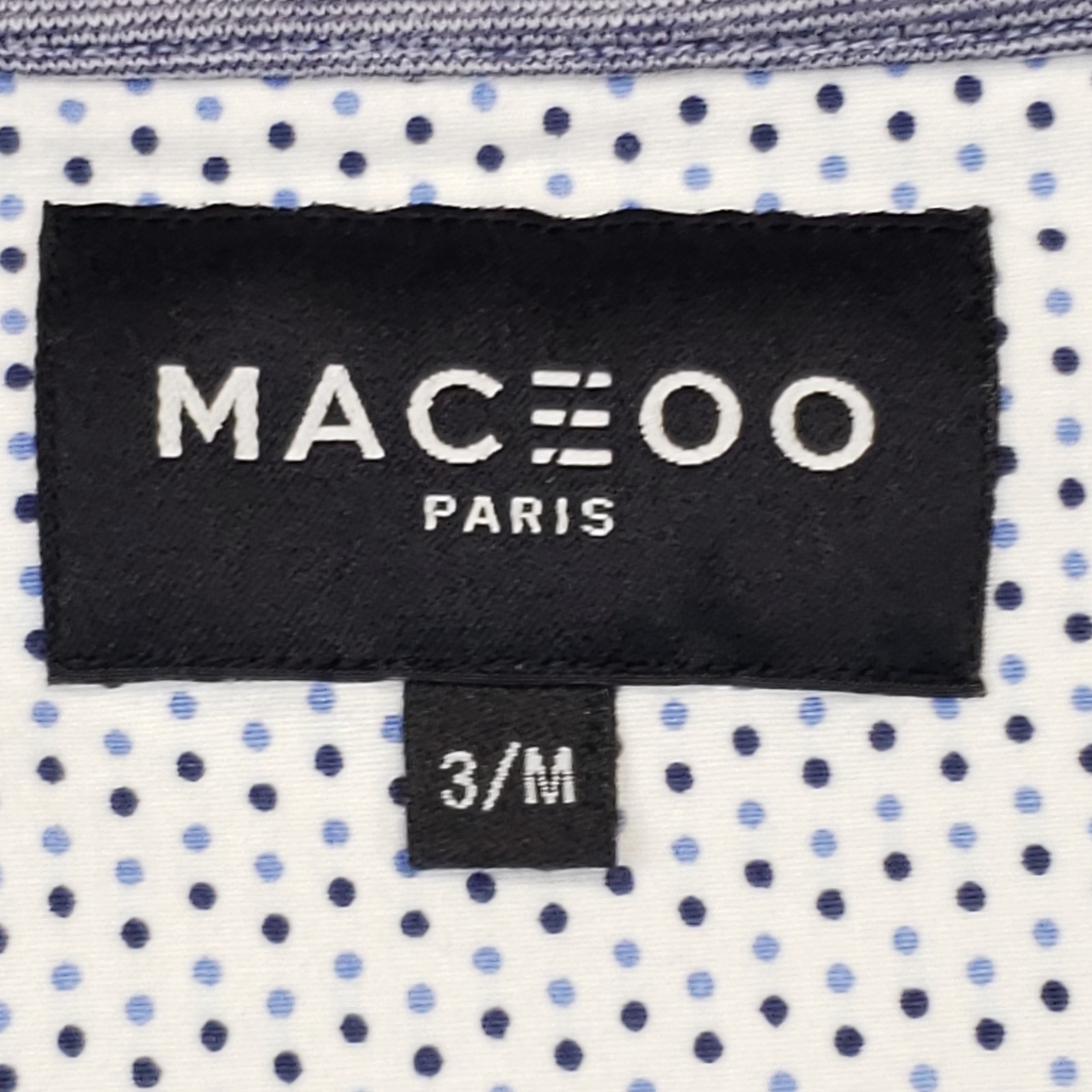 Maceoo Shirt Men Size 3 / M Blue Cotton V-Neck Long Sleeve Barrel Cuff Pullover gallery