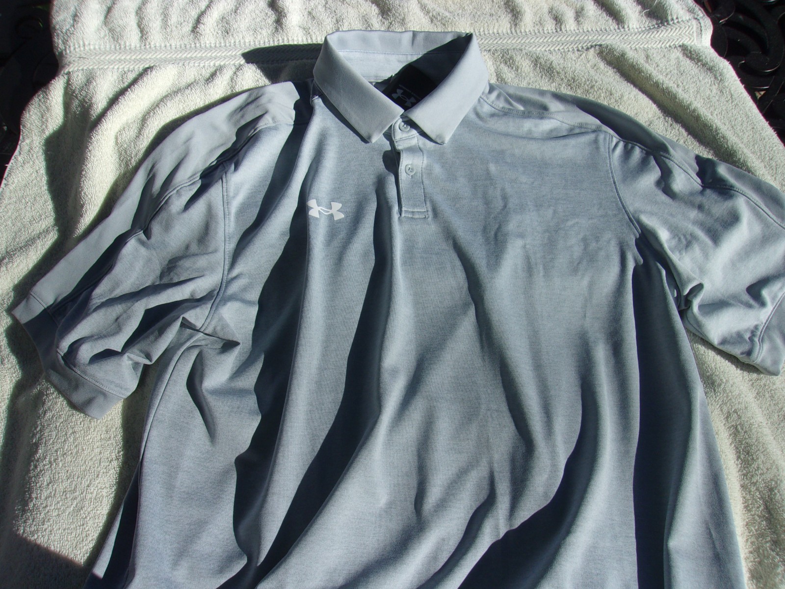 NWT Under Armour Loose Fit Trophy polo, men's LT, XL, heather gray, poly. gallery
