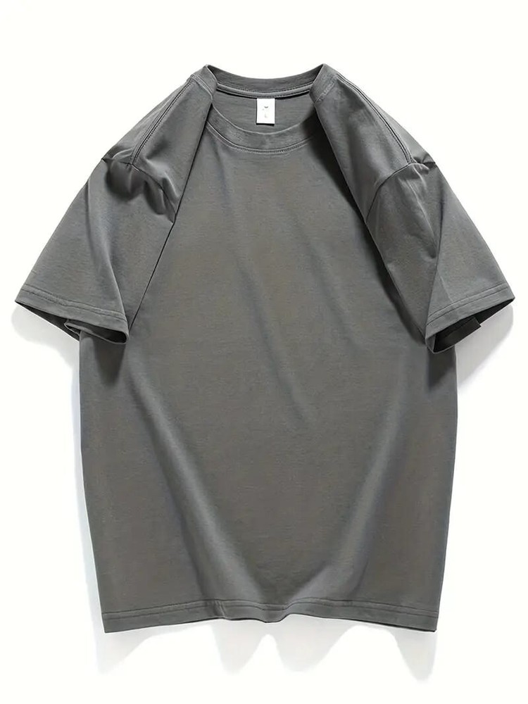 Men’s Classic Solid Plain Cotton Round Hem Scallop Essentials Tshirt S-2XL