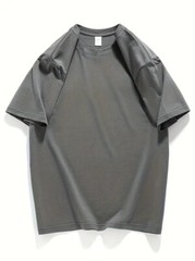 Men’s Classic Solid Plain Cotton Round Hem Scallop Essentials Tshirt S-2XL