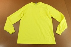 Gildan Ultra Cotton Mens Medium Safety Yellow Long Sleeve Crew Neck T-Shirt New