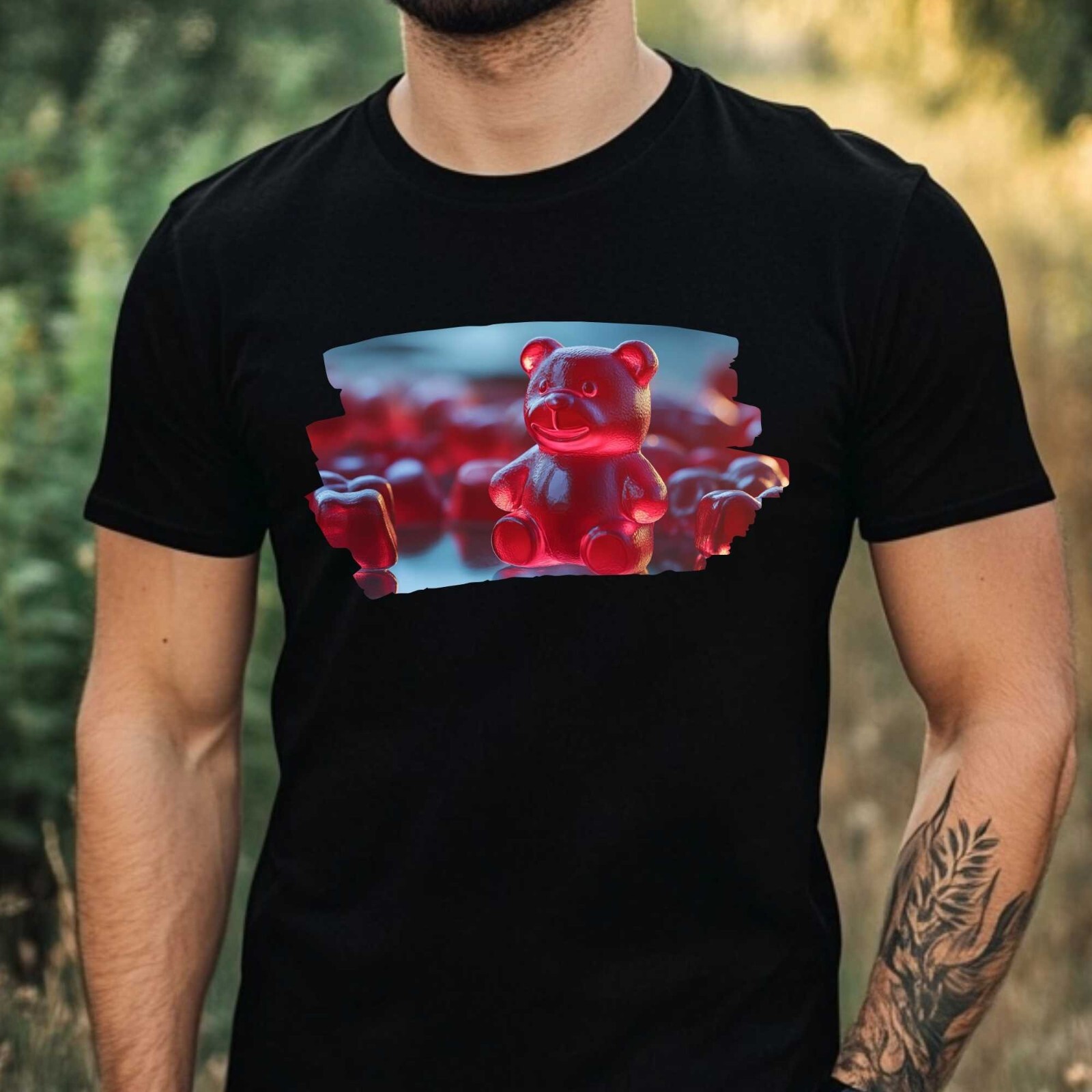 Mens Red Gummy Bear Print Cotton T-Shirt Size XS to 5XL