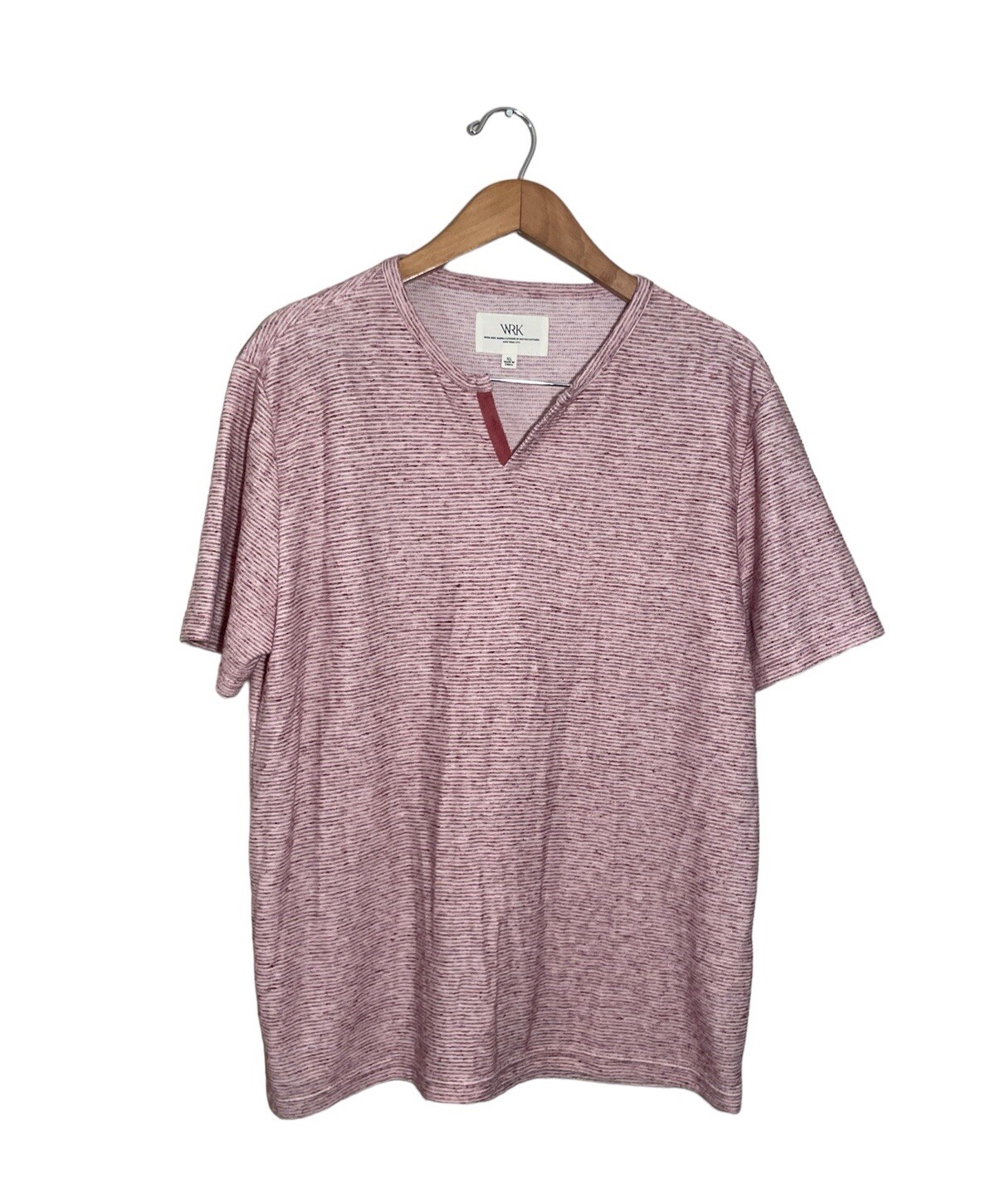 WRK Short Sleeve Tee Shirt Men’s XL Ribbed Textured Linen Blend Mauve