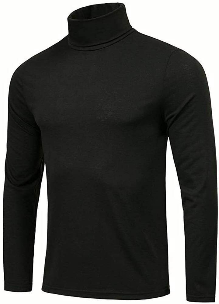 Men Long Sleeve Pullover Sweater Undershirt Mock Turtleneck T-Shirt Slimming Top