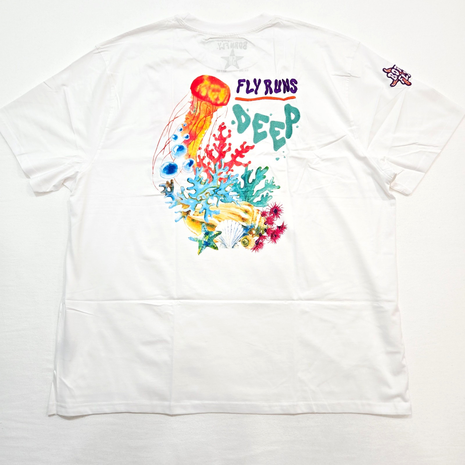 Born Fly Men's Big & Tall T-Shirt White Teal Multi Color Design Graphic 5XL gallery
