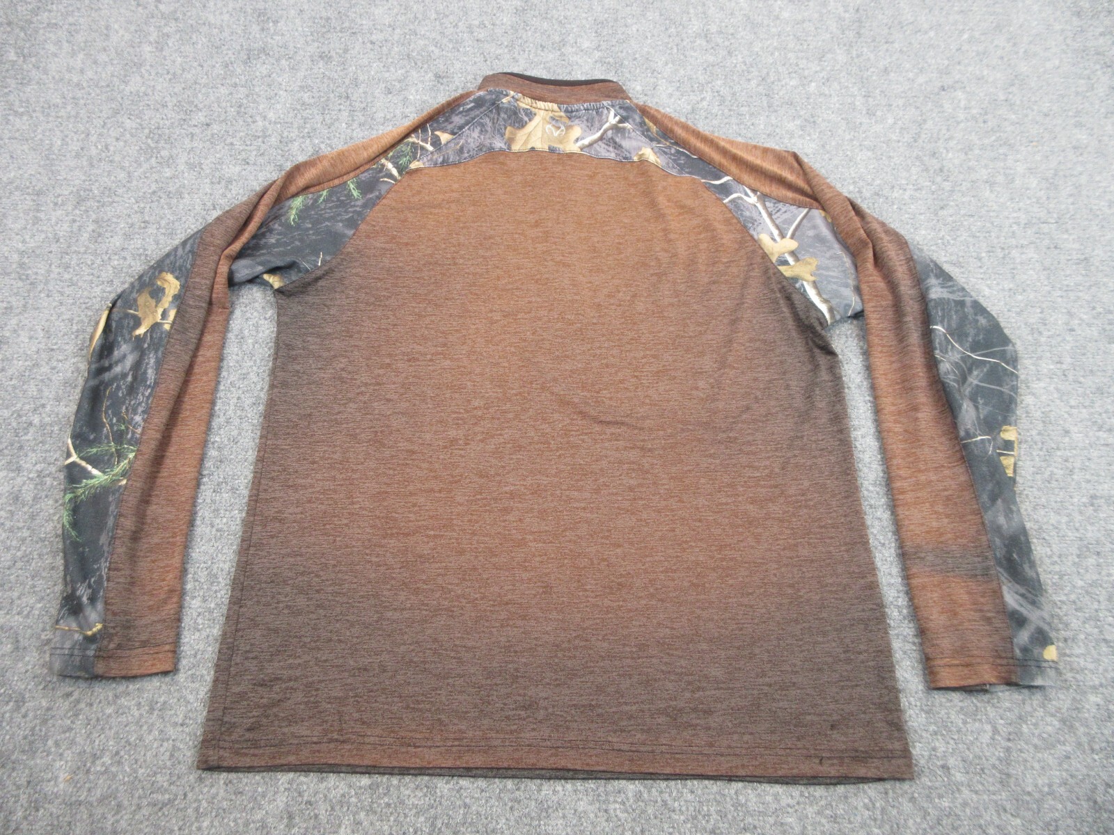 Realtree Shirt Mens Large Brown Mock Neck 1/4 Zip Pullover Camo Lightweight gallery