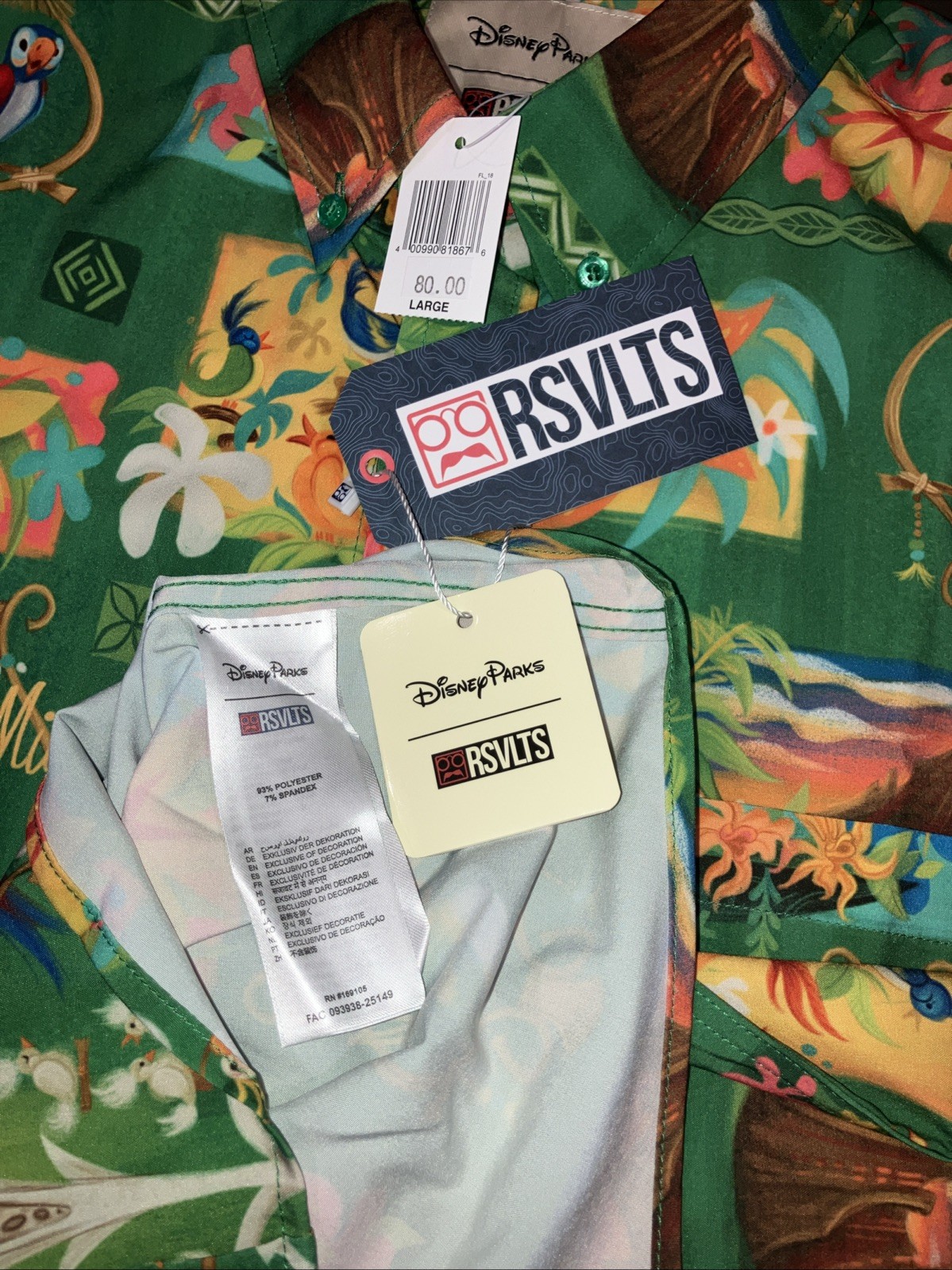 NWT New Mens LARGE Disney Parks RSVLT Enchanted Tiki Room Button Down Shirt gallery