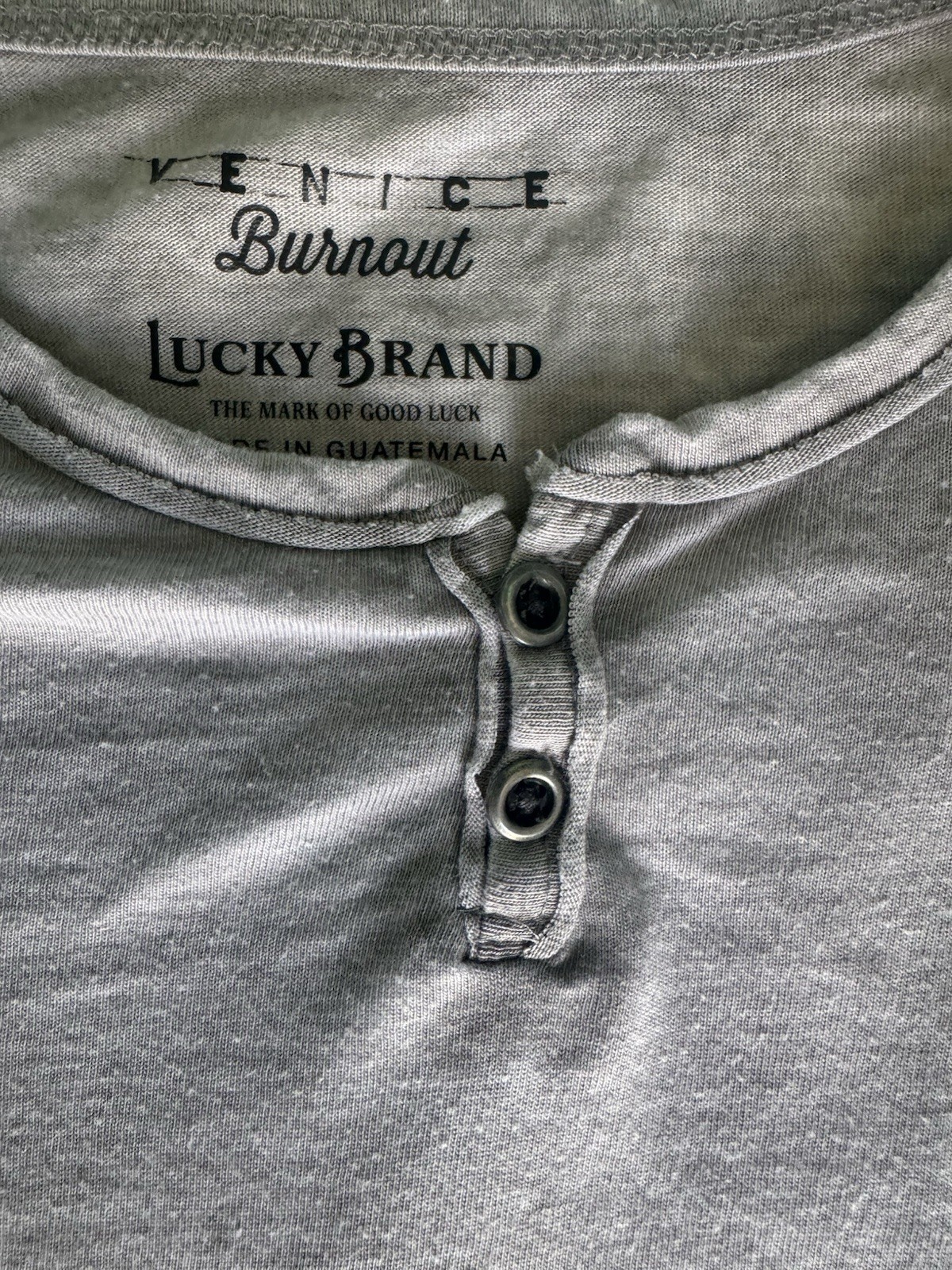 Lucky Brand Venice Burnout Gray Semi Sheer Shirt Boho Coastal Mens Large gallery