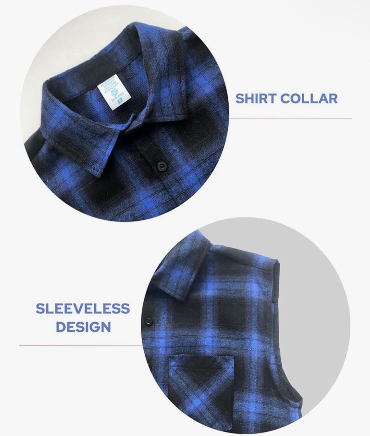 Devil King Sleeveless Flannel Shirt L NWT Plaid Biker Cutoff Vest Blue gallery