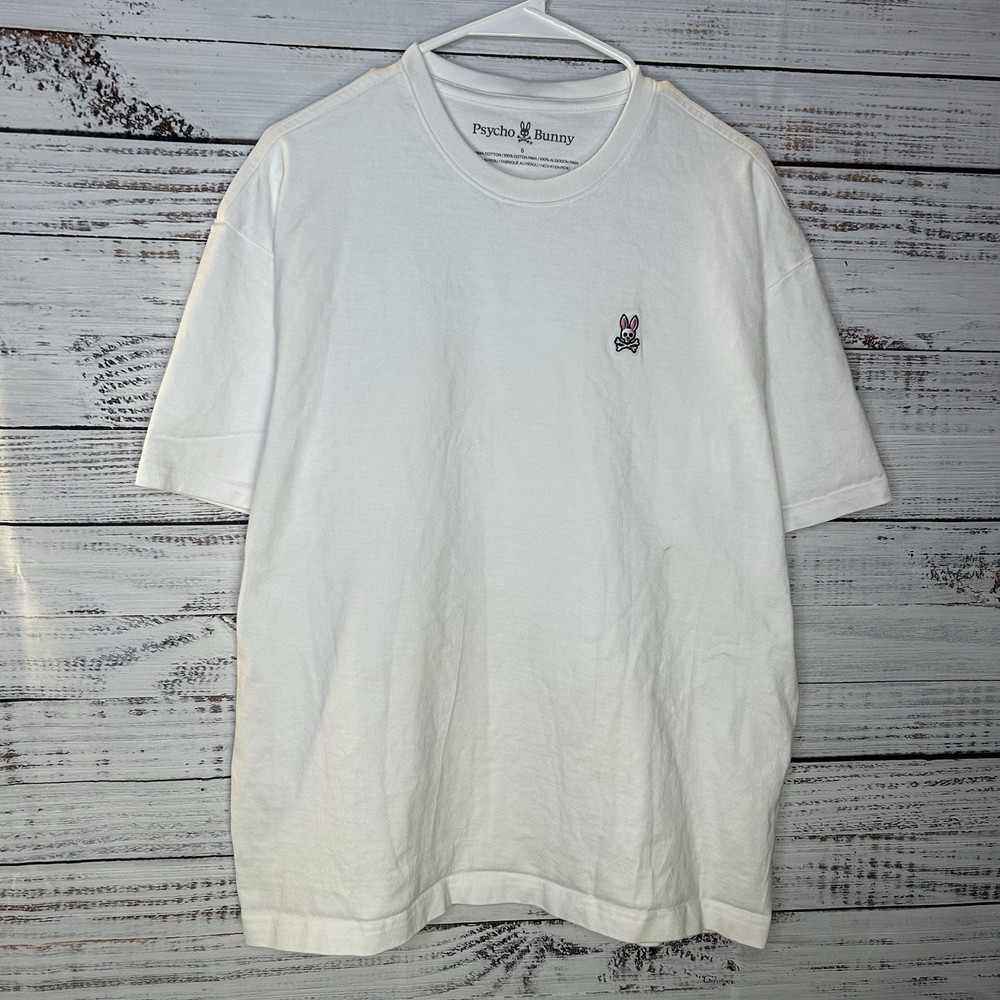 Psycho Bunny Embroidered Logo Short Sleeve T-Shirt White Men’s Size 5 (Medium)