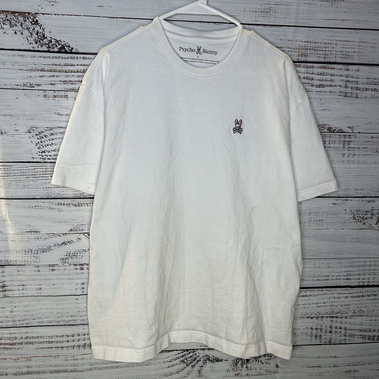 Psycho Bunny Embroidered Logo Short Sleeve T-Shirt White Men’s Size 5 (Medium)