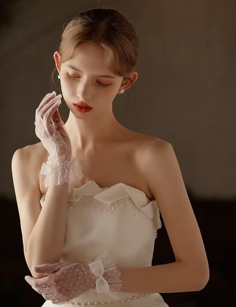 Lace Glove with Bow Wedding Floral Tulle Gloves Opera Tea Party Gloves for Fo... gallery