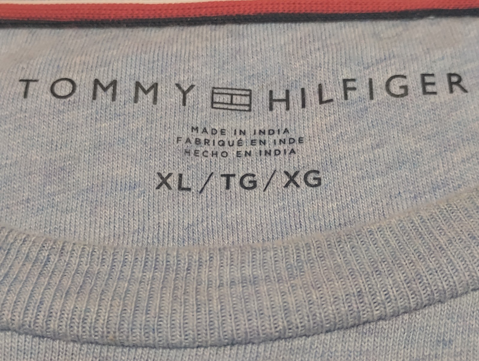 Tommy Hilfiger Men’s Short Sleeve Shirt Pocket Logo Light Blue & Gray XL gallery