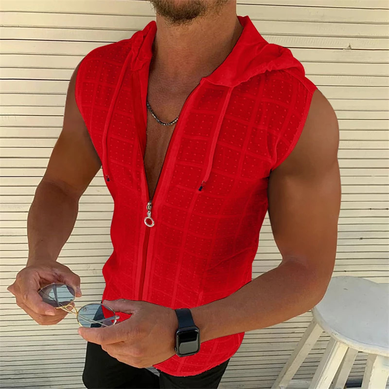 Short sleeved hooded zippered cardigan T-shirt for men's summer new fashionable gallery