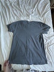 Women’s L Gray Cotton Knit Solid Lightweight Regular Fit Crew Neck Tee