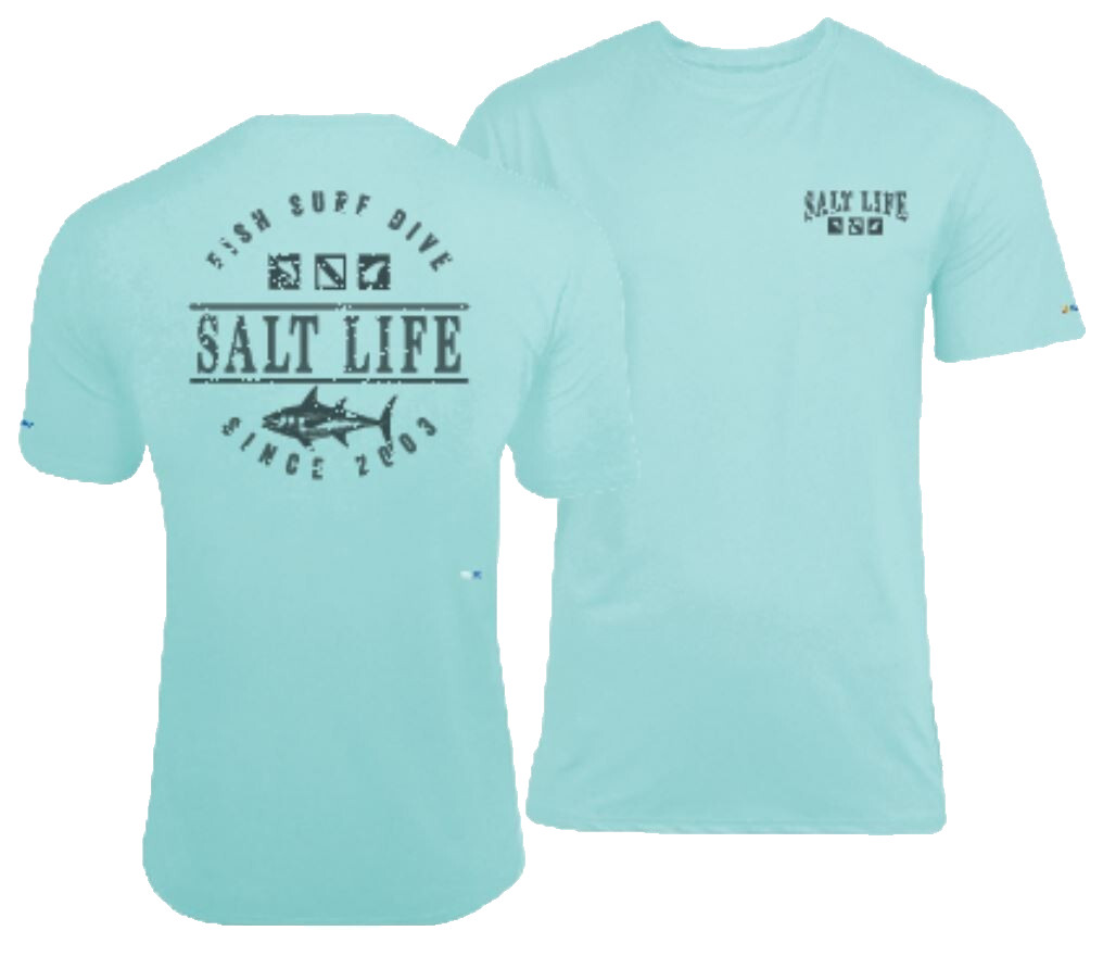 Salt Life Sea Monster UV Protection Performance Tee Pool M Live Salty NWT