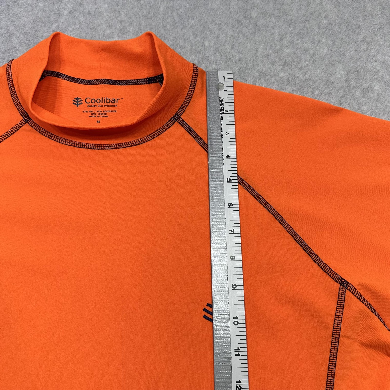 Coolibar Shirt Mens Medium Orange UPF 50+ Swim Rash Guard Mock Neck Short Sleeve gallery