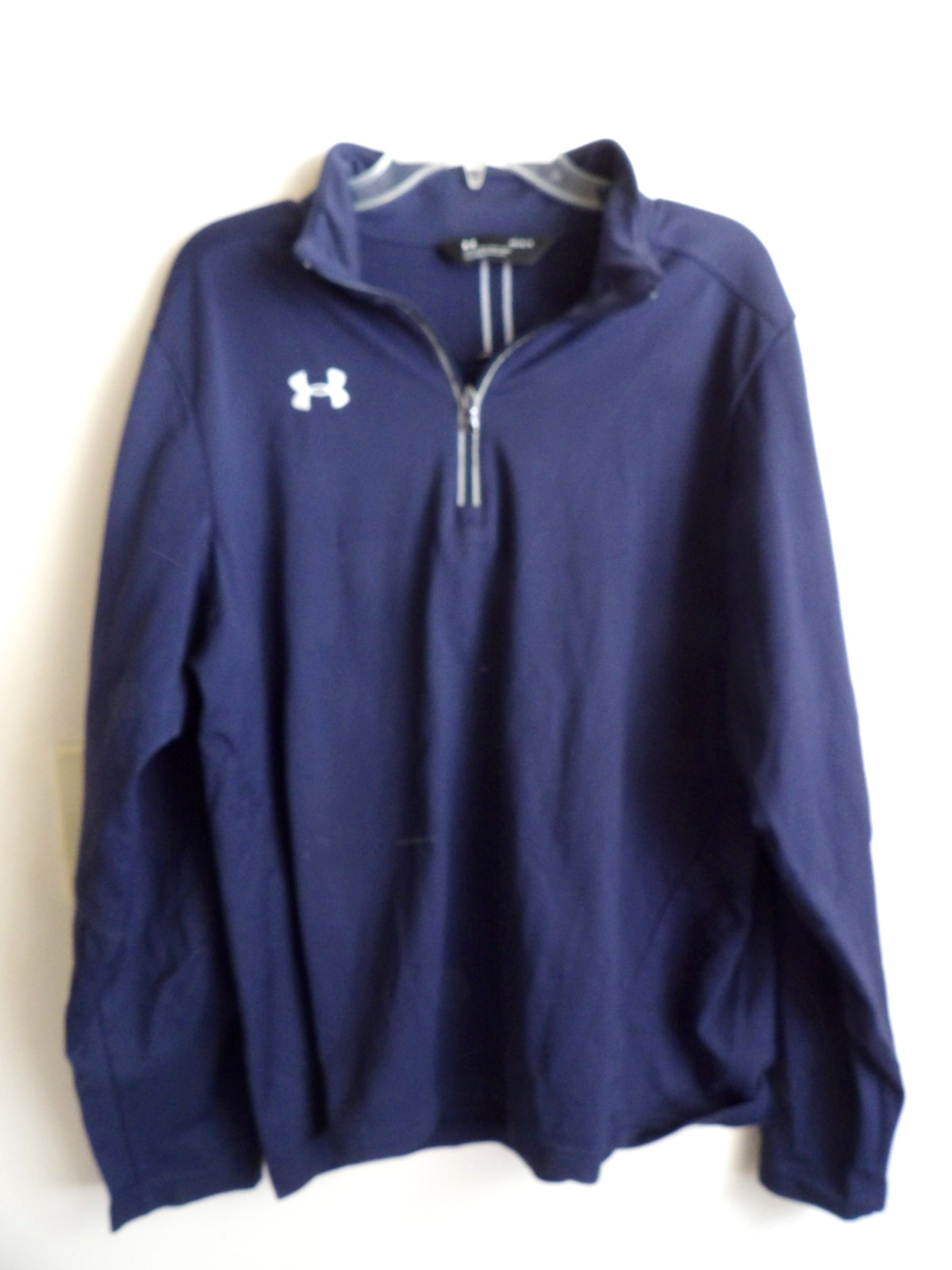 Under Armour Men's 1/4 Zip Pullover Shirt Dark Blue Long Sleeve Mock Neck Large gallery