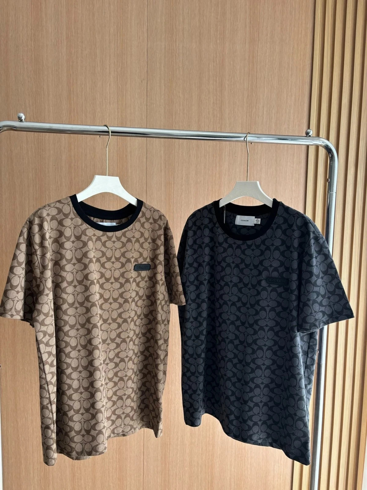 NWT COACH Women Men's Unisex Black Brown printed T Shirt Organic Cotton gallery