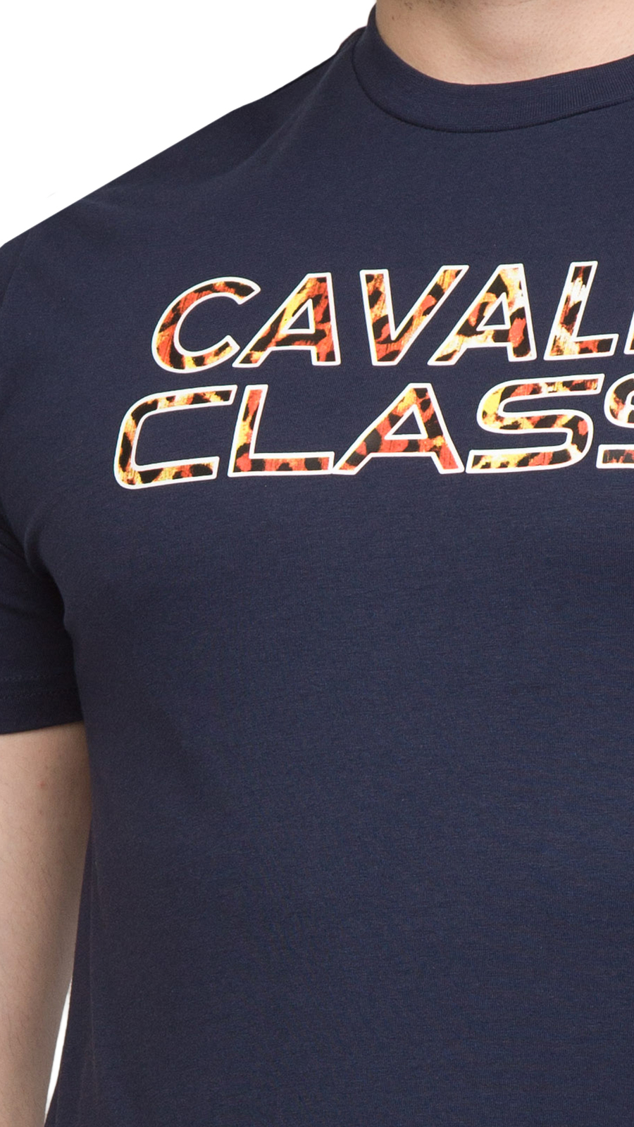 Cavalli Class Navy Logo Animal Print Fashion T-Shirt- gallery