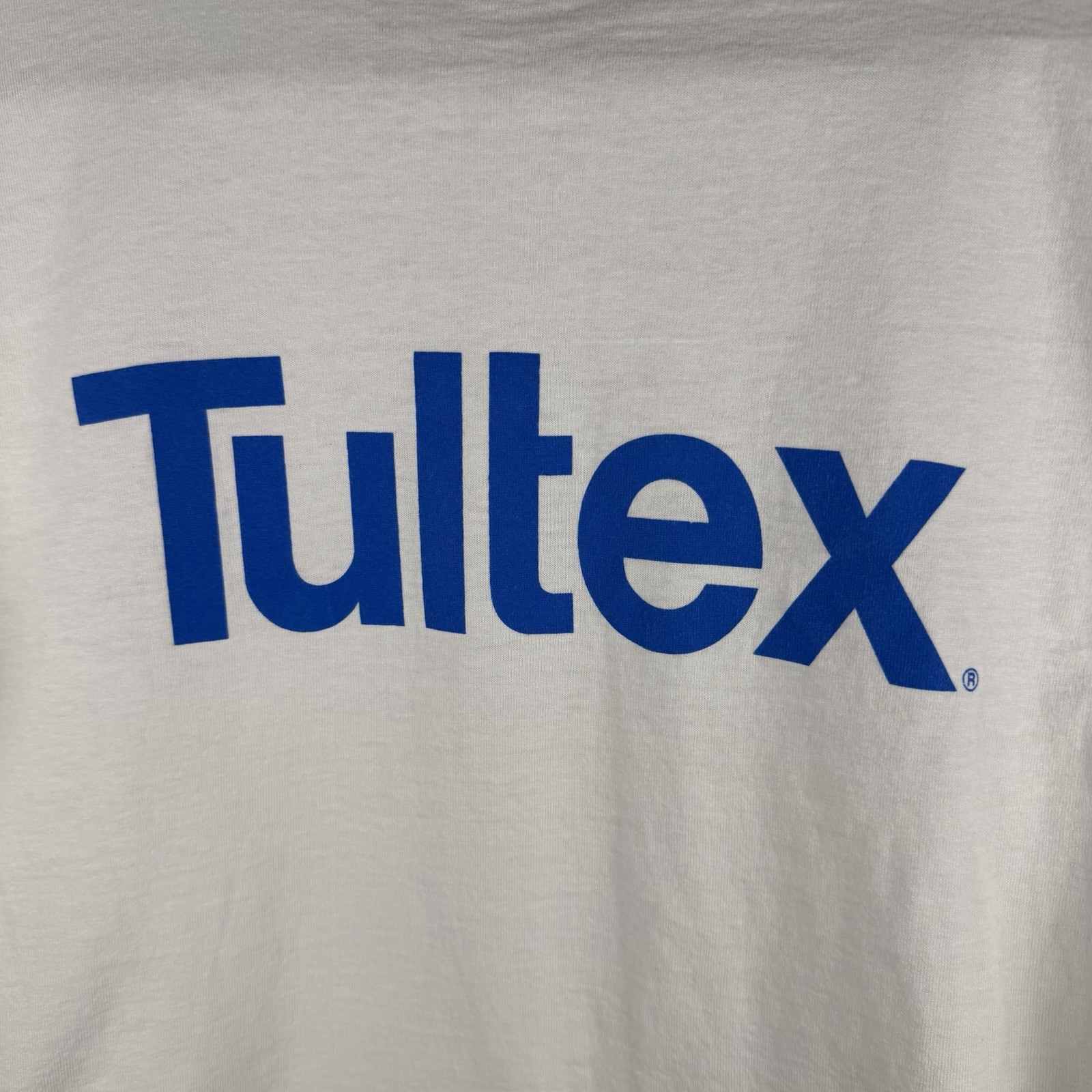 RARE Vintage Single Stitch Tultex Test Print T Shirt Large USA Made White Blue gallery