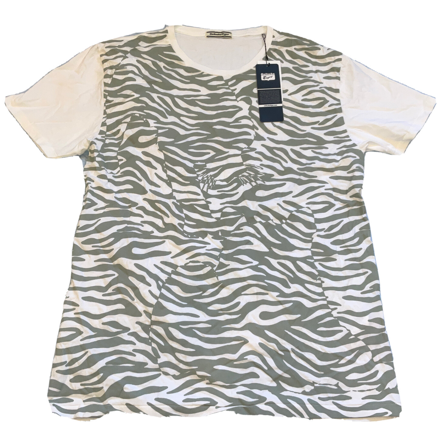 Onitsuka Tiger White Gray Men’s XXXL T-Shirt New
